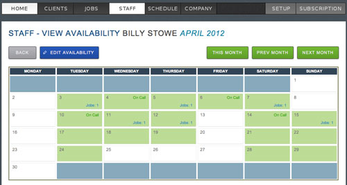 MoverBase Staff List Screen